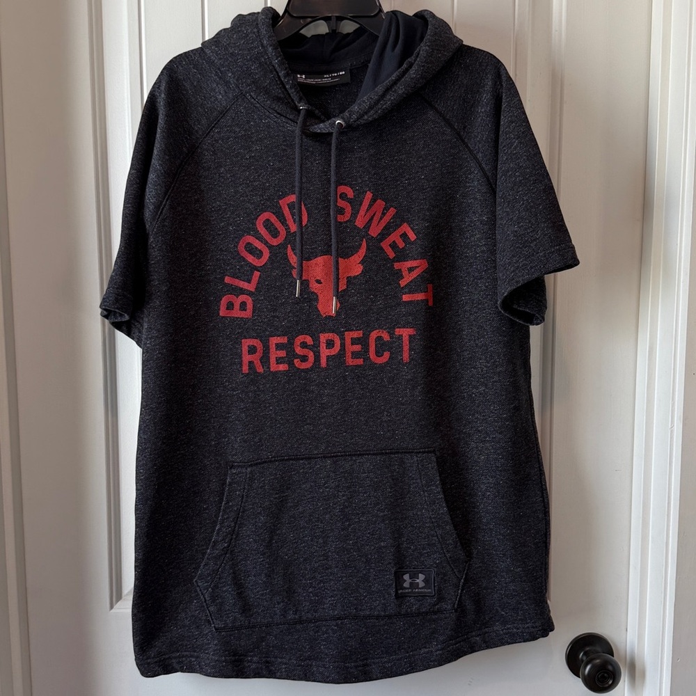 Under Armour Charcoal the Rock  Hoodie with Red Graphic Mens xl